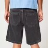 Pantaloncini larghi in denim nero lavato