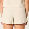 Pantaloncini morbidi con fiocco laterale in misto lino Pantaloncini morbidi con fiocco laterale in misto lino