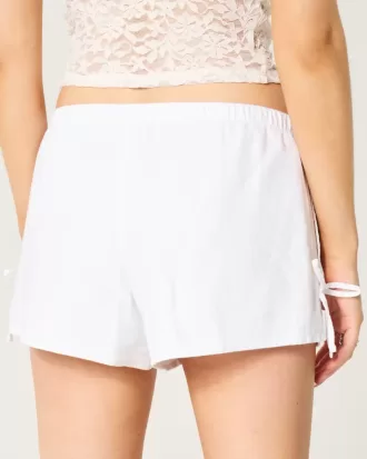 Pantaloncini morbidi con fiocco laterale in misto lino