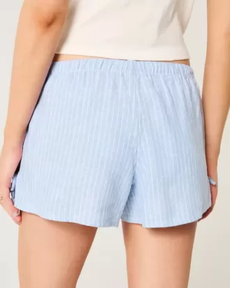 Pantaloncini morbidi con fiocco laterale in misto lino