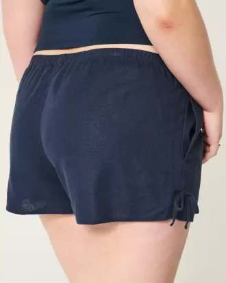 Pantaloncini morbidi con fiocco laterale in misto lino