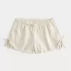 Pantaloncini morbidi con fiocco laterale in misto lino Pantaloncini morbidi con fiocco laterale in misto lino