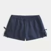 Pantaloncini morbidi con fiocco laterale in misto lino