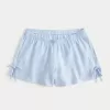 Pantaloncini morbidi con fiocco laterale in misto lino