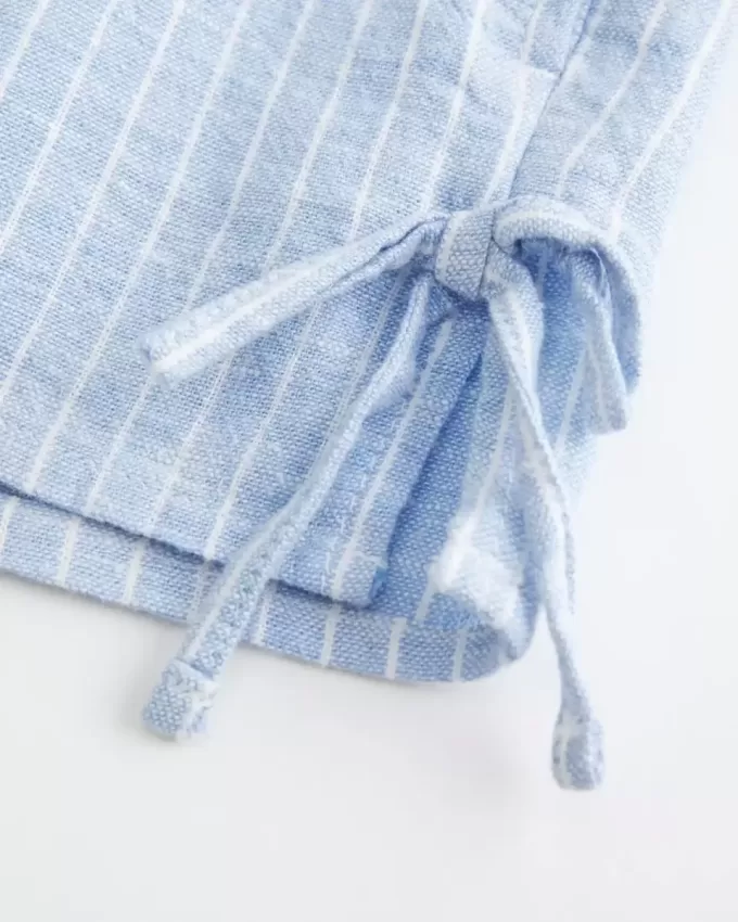 Pantaloncini morbidi con fiocco laterale in misto lino