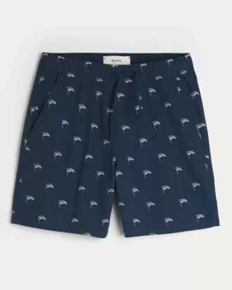 Pantaloncini sopra il ginocchio in misto lino con fantasia