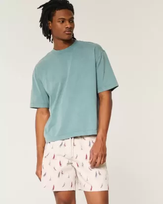 Pantaloncini sopra il ginocchio in misto lino con fantasia