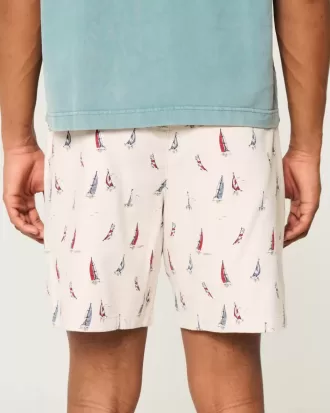 Pantaloncini sopra il ginocchio in misto lino con fantasia