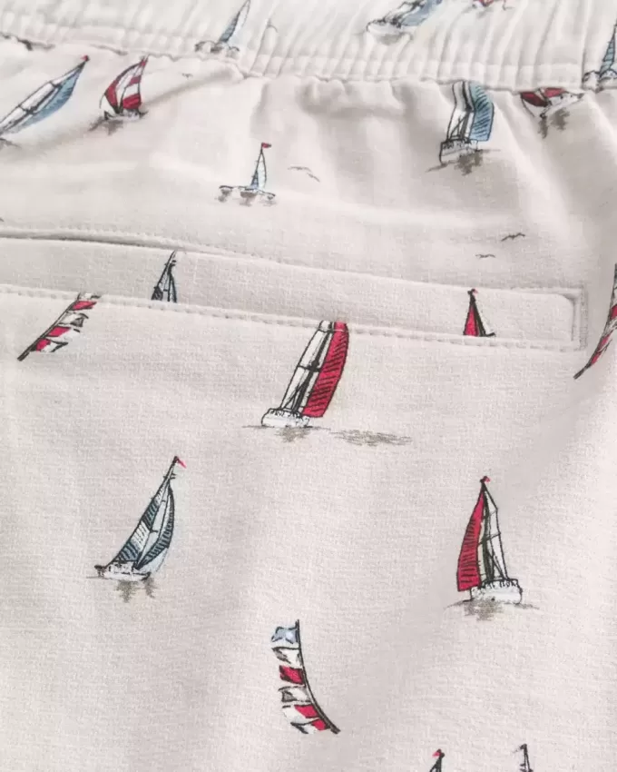 Pantaloncini sopra il ginocchio in misto lino con fantasia