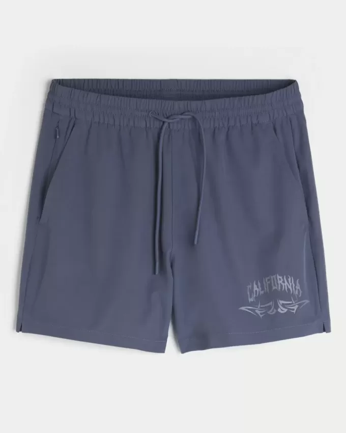 Pantaloncini sportivi con grafica a metà coscia