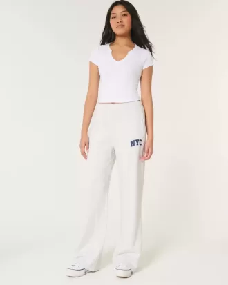 Pantaloni a gamba larga in pile con grafica NYC