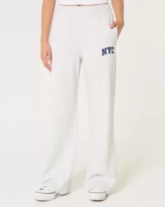 Pantaloni a gamba larga in pile con grafica NYC