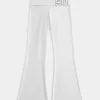Pantaloni a zampa con risvolto e grafica numerica