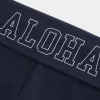 Pantaloni a zampa con vita ripiegata e grafica Aloha