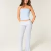 Pantaloni a zampa in maglia con risvolto in vita