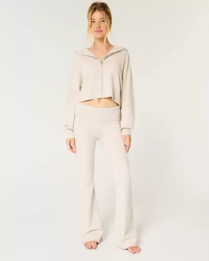 Pantaloni a zampa in maglia con risvolto in vita Gilly Hicks Pantaloni a zampa in maglia con risvolto in vita Gilly Hicks