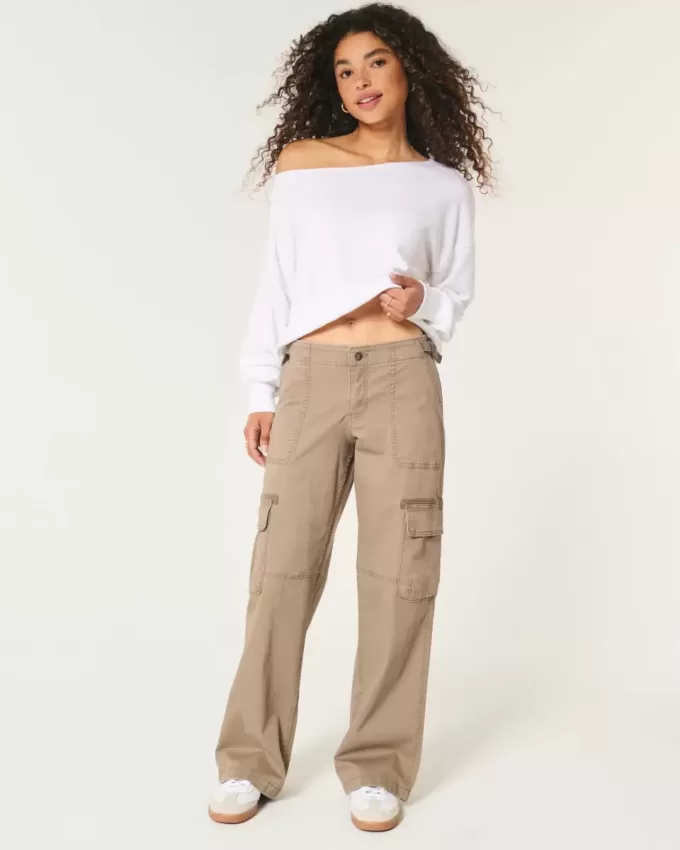 Pantaloni cargo larghi a vita bassa