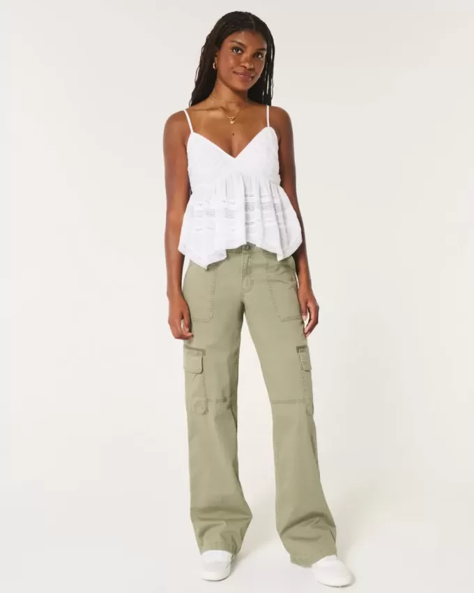 Pantaloni cargo larghi a vita bassa