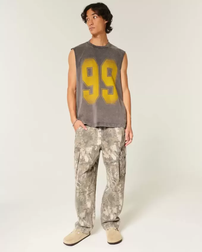 Pantaloni cargo larghi da skater mimetici