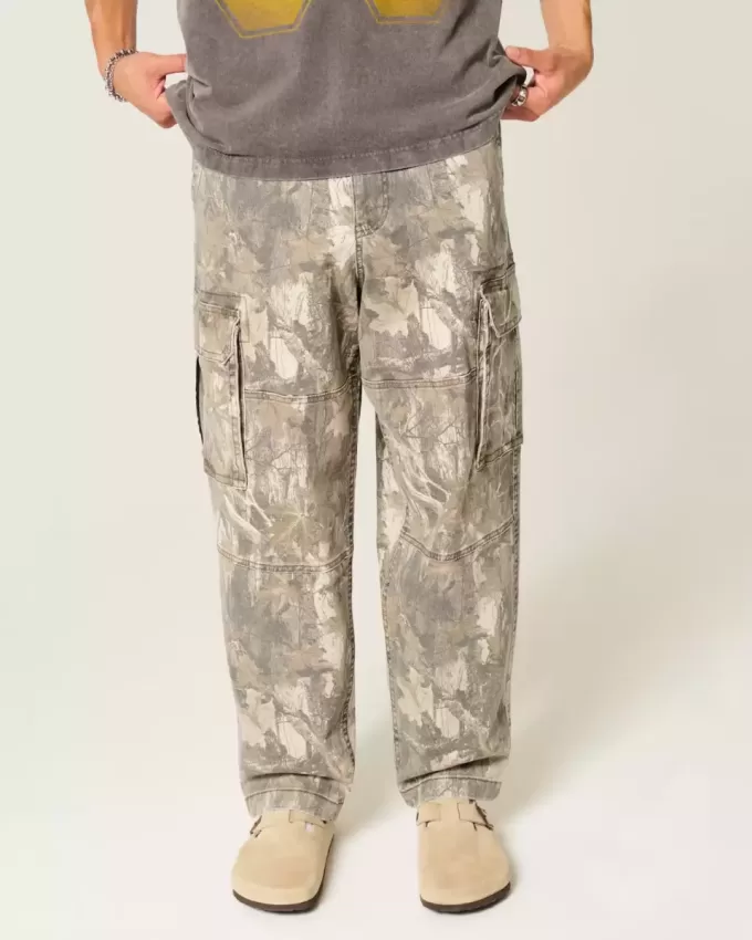 Pantaloni cargo larghi da skater mimetici