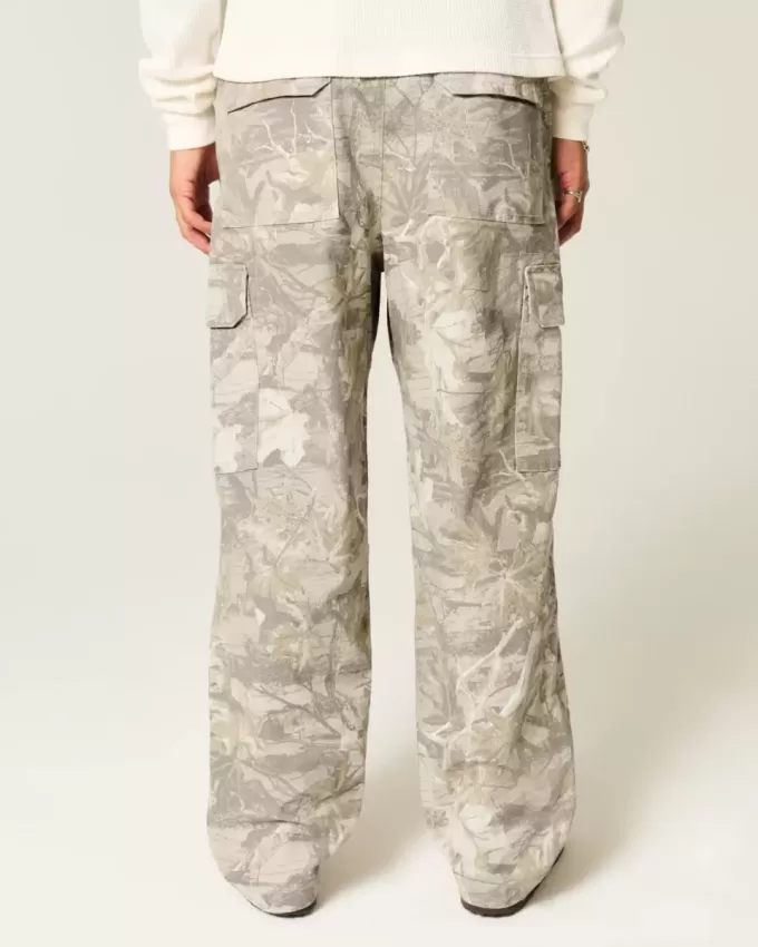Pantaloni cargo larghi da skater mimetici
