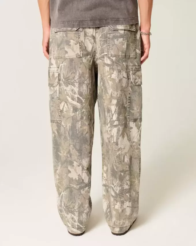 Pantaloni cargo larghi da skater mimetici