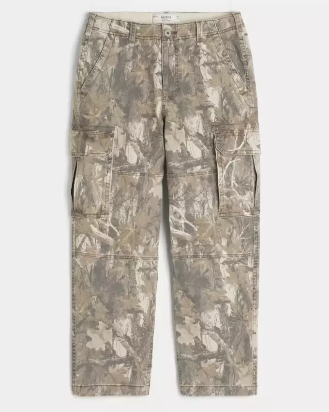Pantaloni cargo larghi da skater mimetici