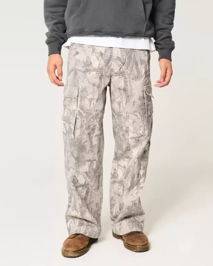 Pantaloni cargo mimetici super larghi