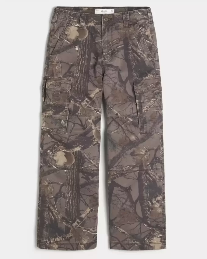 Pantaloni cargo mimetici super larghi