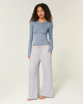 Pantaloni comodi a coste con gamba larga