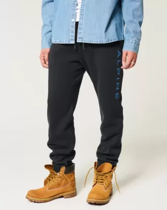 Pantaloni da jogging in pile con grafica alpina rilassata