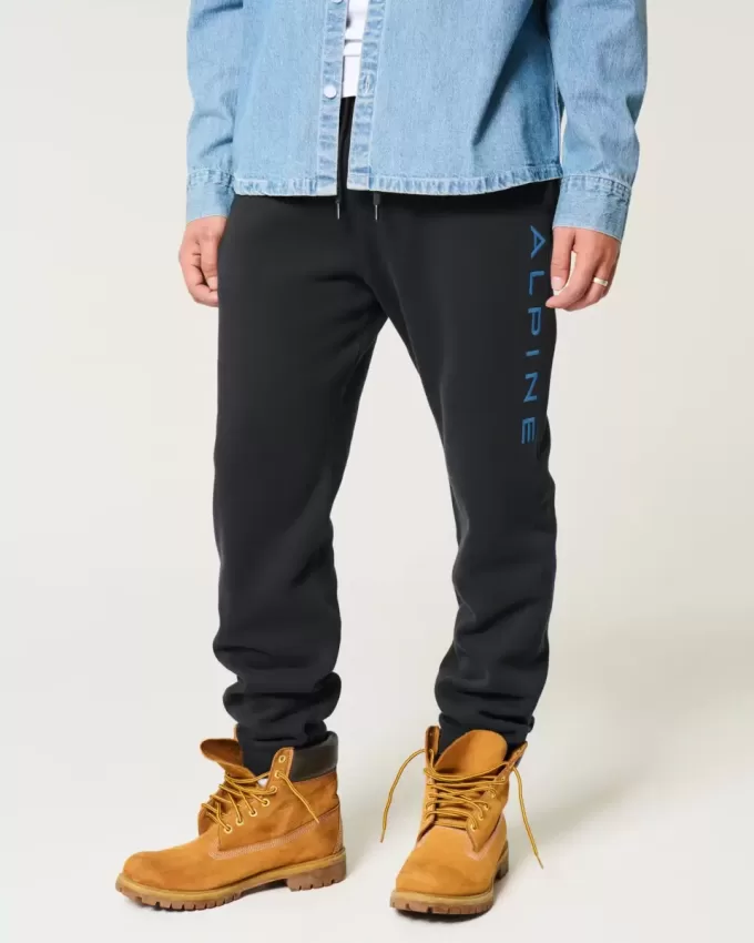 Pantaloni da jogging in pile con grafica alpina rilassata