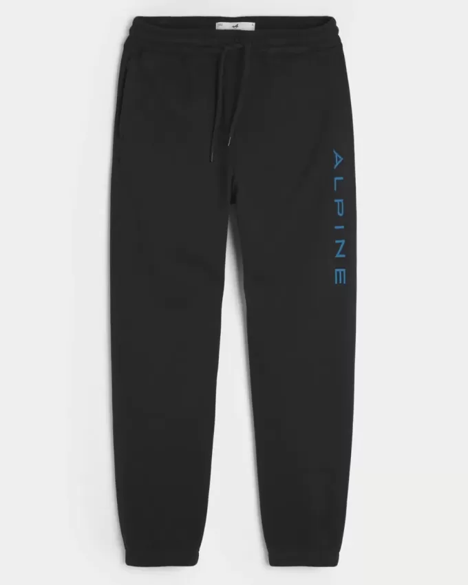Pantaloni da jogging in pile con grafica alpina rilassata
