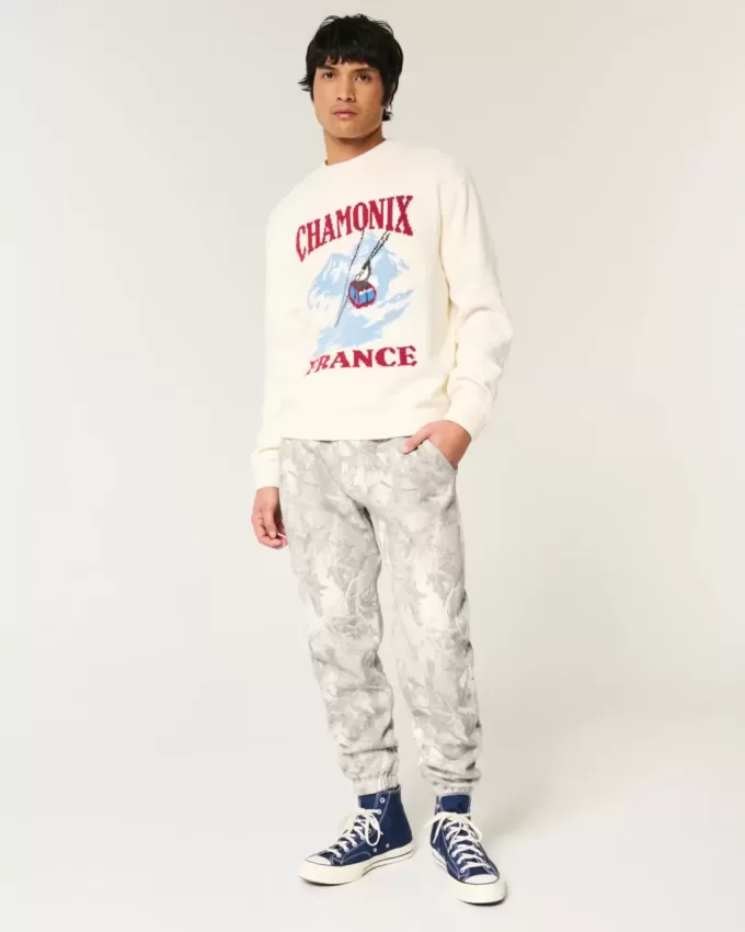Pantaloni da jogging in pile mimetico rilassato