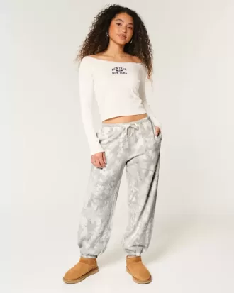 Pantaloni da jogging larghi in pile mimetico