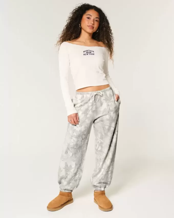 Pantaloni da jogging larghi in pile mimetico