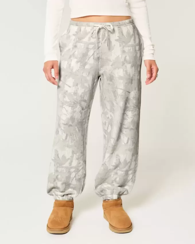 Pantaloni da jogging larghi in pile mimetico