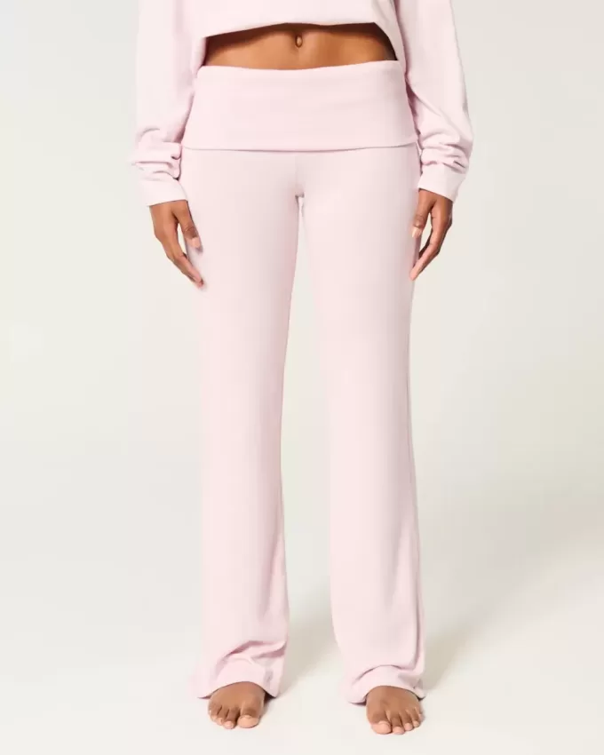 Pantaloni da notte in maglia con risvolto in vita