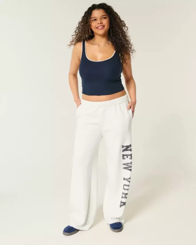 Pantaloni della tuta a gamba larga con grafica New York Pantaloni della tuta a gamba larga con grafica New York