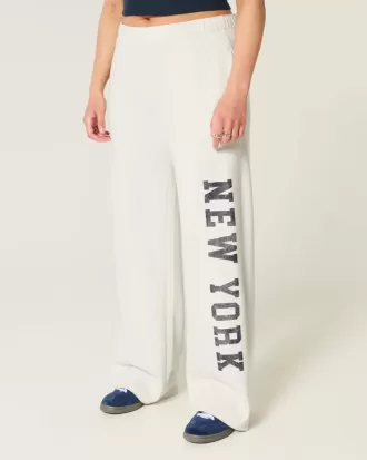 Pantaloni della tuta a gamba larga con grafica New York