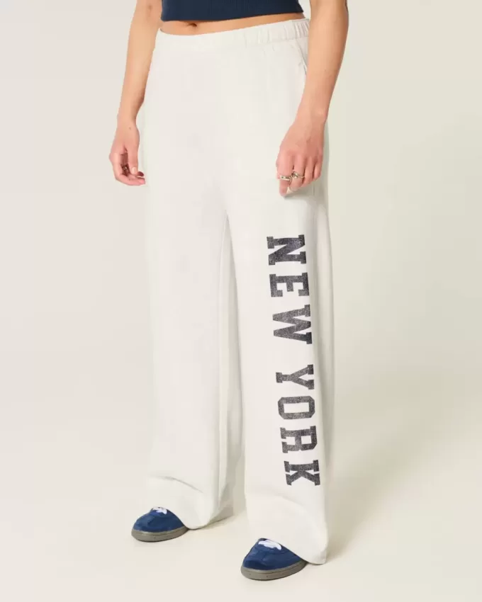Pantaloni della tuta a gamba larga con grafica New York Pantaloni della tuta a gamba larga con grafica New York