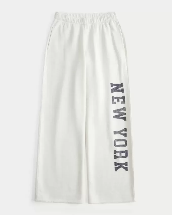 Pantaloni della tuta a gamba larga con grafica New York Pantaloni della tuta a gamba larga con grafica New York