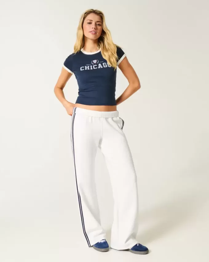 Pantaloni della tuta a righe a gamba larga Pantaloni della tuta a righe a gamba larga