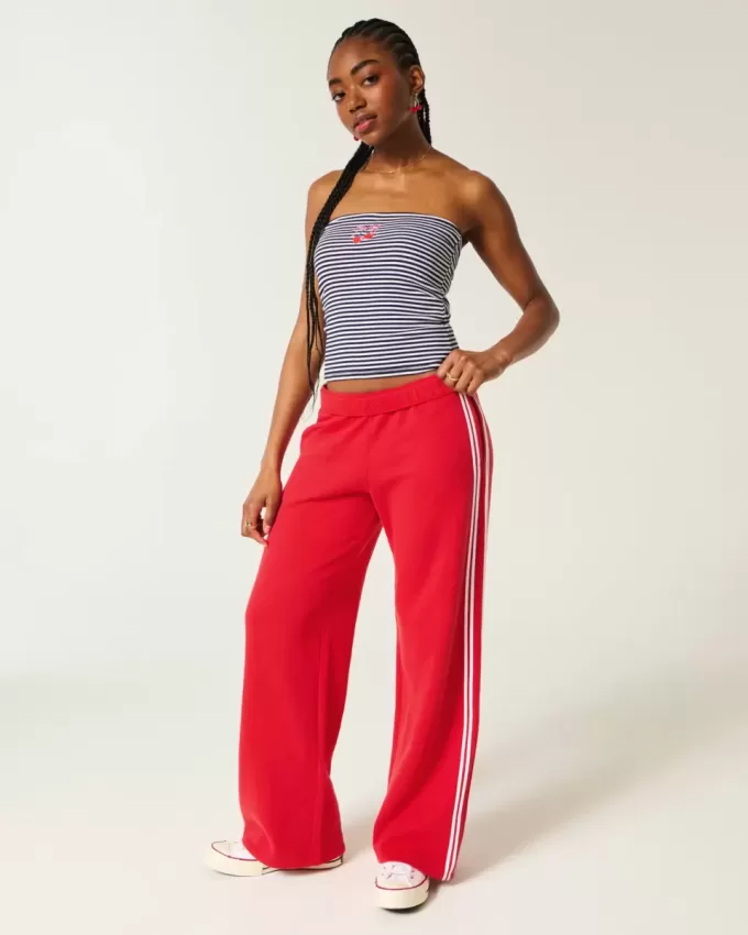Pantaloni della tuta a righe a gamba larga Pantaloni della tuta a righe a gamba larga