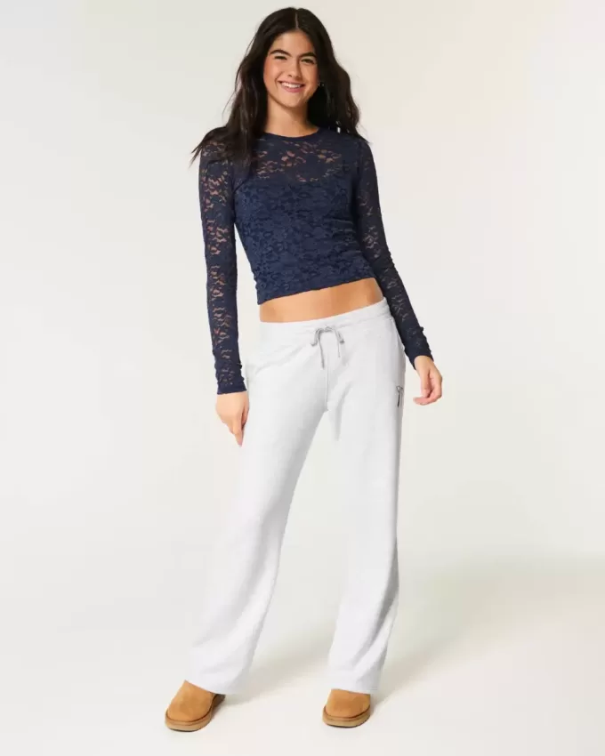 Pantaloni della tuta dritti con grafica a fiocco Pantaloni della tuta dritti con grafica a fiocco