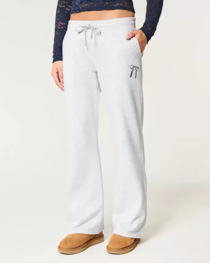 Pantaloni della tuta dritti con grafica a fiocco Pantaloni della tuta dritti con grafica a fiocco