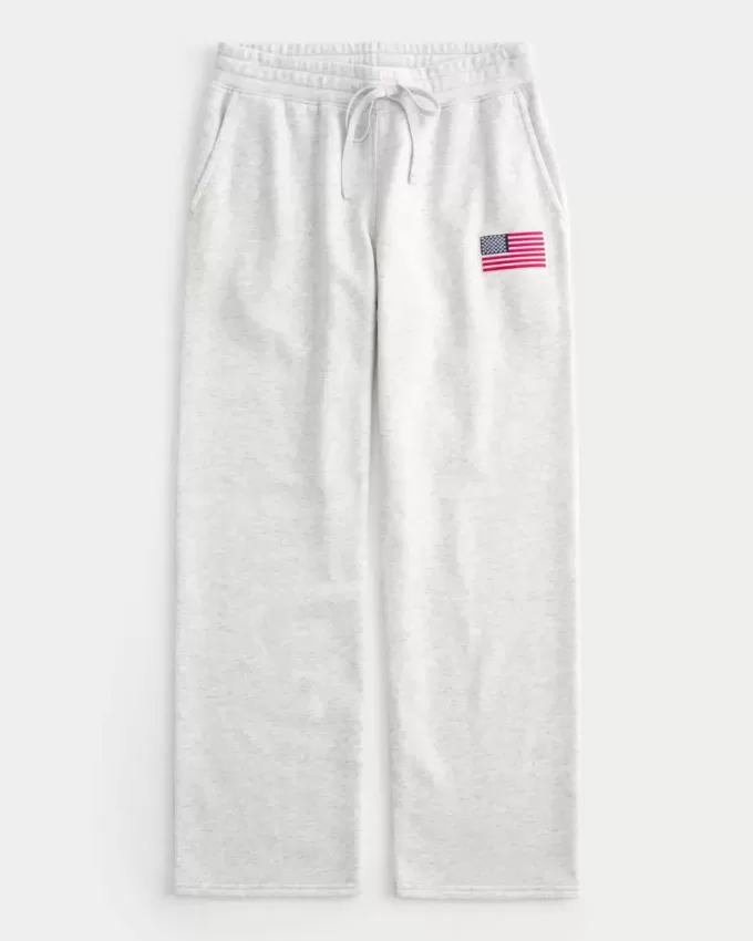 Pantaloni della tuta dritti con grafica della bandiera americana Pantaloni della tuta dritti con grafica della bandiera americana