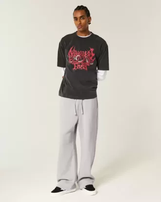 Pantaloni della tuta super larghi con grafica tasca posteriore Los Angeles