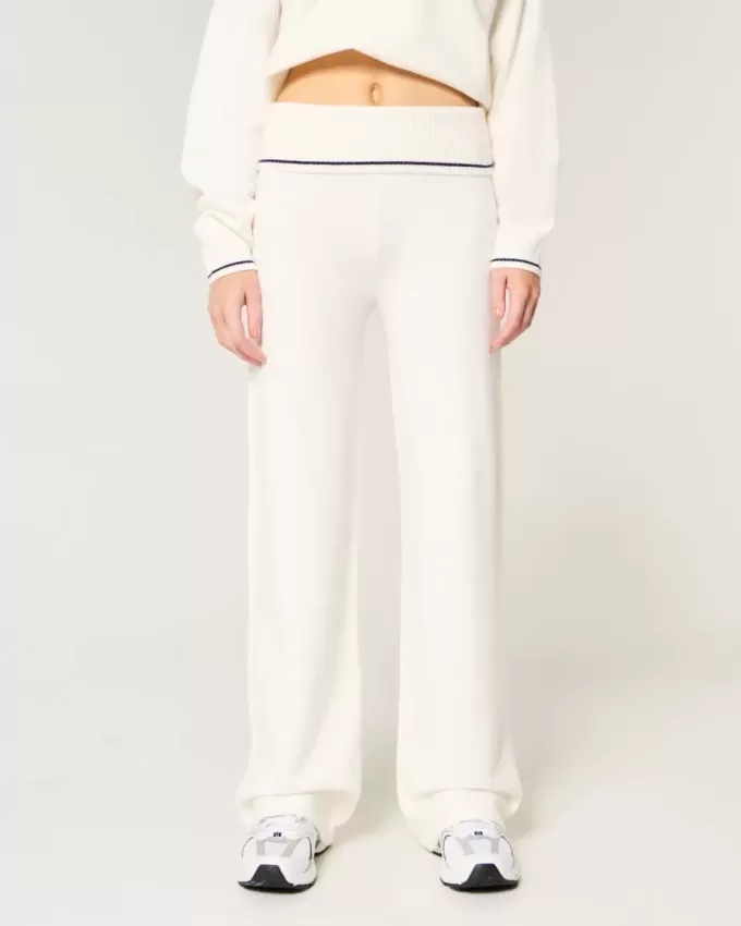 Pantaloni dritti con risvolto in maglia Gilly Hicks