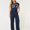 Pantaloni Hollister Livvy a gamba larga in misto lino a vita ultra alta